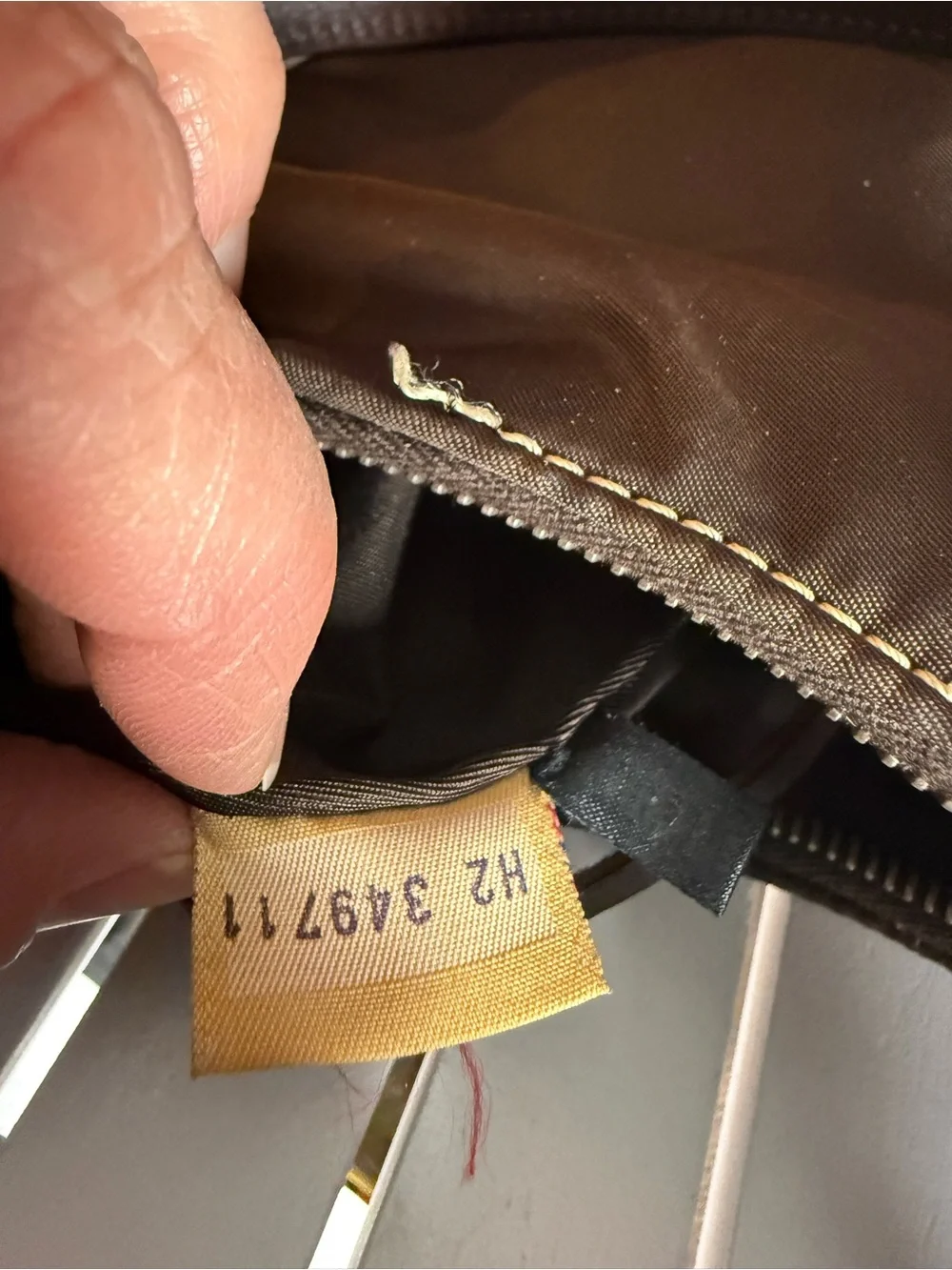 Dooney Bourke Vintage Brown Nylon Brown Leather Strap Small Hobo WAYFARER